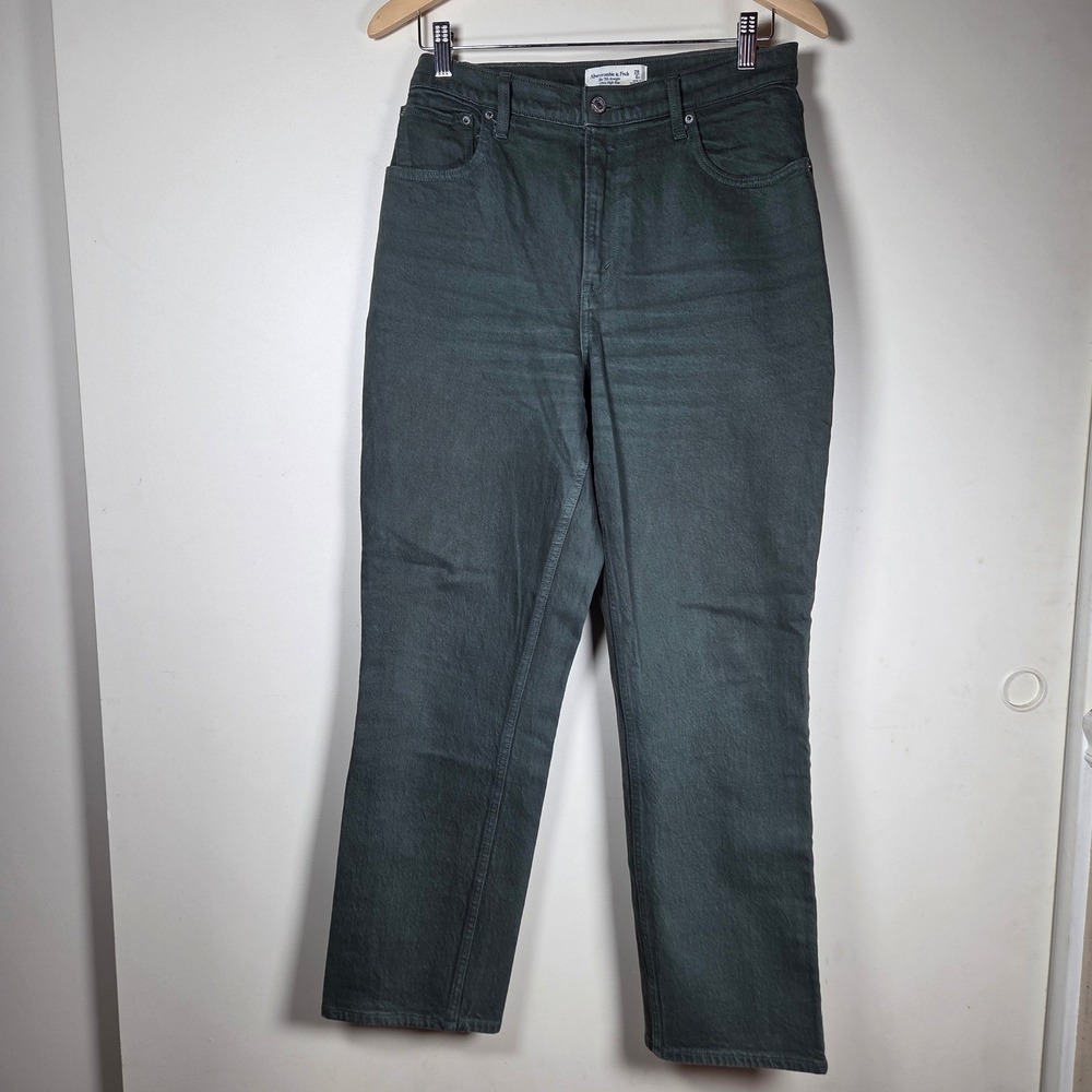 Abercrombie & Fitch Curve Love 90s Straight Jeans Women 28/6s Green High Rise